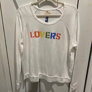 NWT Sundry white lovers rainbow graphic sweater large